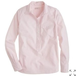 J. Crew Pink and White Striped Oxford Pullover